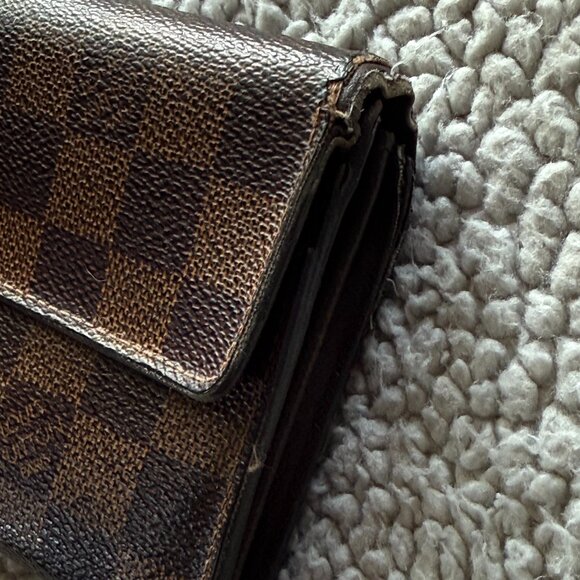 AS-IS Louis Vuitton Wallet Damier Portefeuille Sarah Long Wallet Bag Authentic - Picture 9 of 11